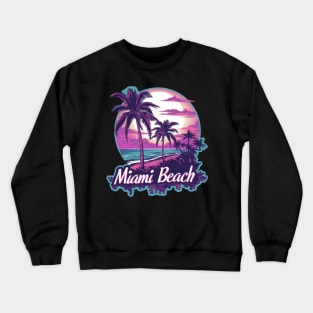 Miami Beach Retro Sunset Beach Life Crewneck Sweatshirt